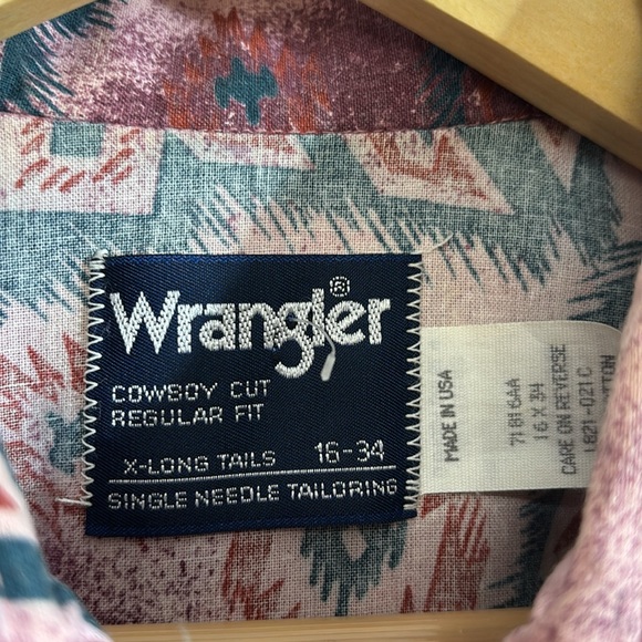 Vintage 90s Wrangler Aztec Western Shirt XL Cowboy - Picture 6 of 8